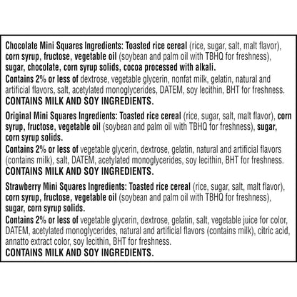 Rice Krispies Treats Mini Squares – Travel and Camping Snack Variety Pack, Sealed Wrappers for Mess-Free Carry, 52 Count