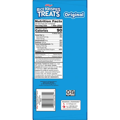 Rice Krispies Treats Original Cereal Bars – 90-Calorie Quick Pick-Me-Up for Busy Office Professionals, 31.2oz