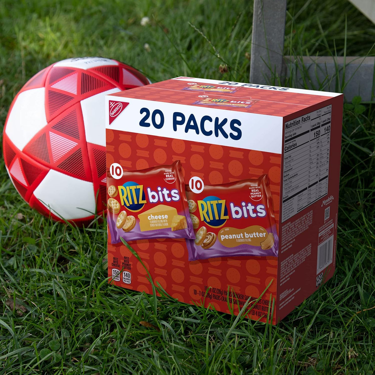 RITZ Bits Cheese and Peanut Butter Snack Crackers – Grab-and-Go Snacks for Picnics, Beach Days, and Day Hikes, 20 Individual Packs