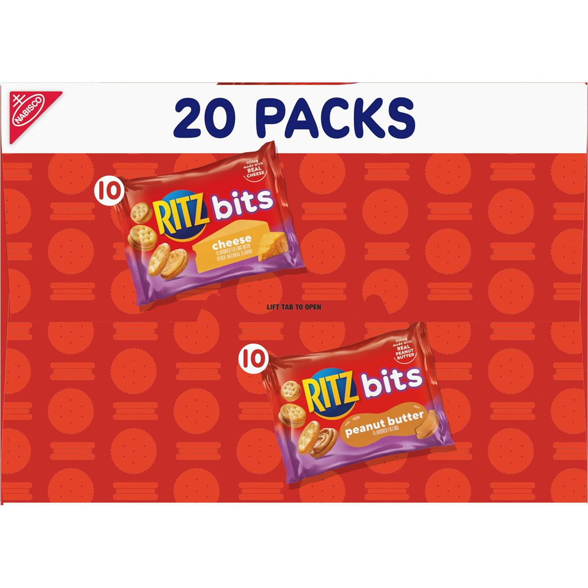 RITZ Bits Cheese and Peanut Butter Snack Crackers – Grab-and-Go Snacks for Picnics, Beach Days, and Day Hikes, 20 Individual Packs