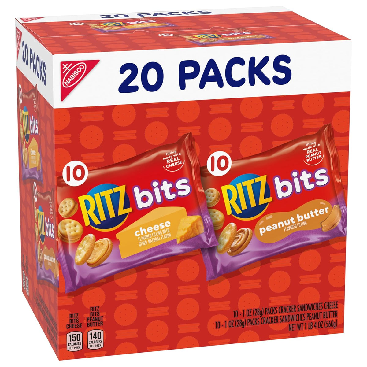 RITZ Bits Individually Wrapped Crackers – Airport and Hotel Grab-and-Go Snack Pack, 20 Count