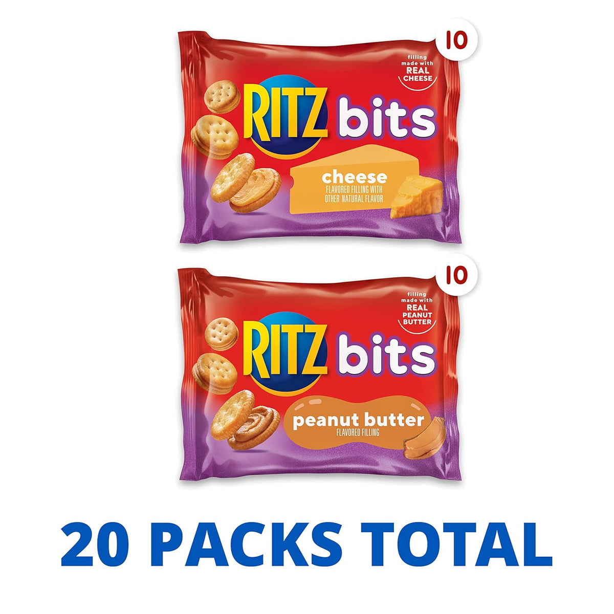 RITZ Bits Individually Wrapped Crackers – Airport and Hotel Grab-and-Go Snack Pack, 20 Count