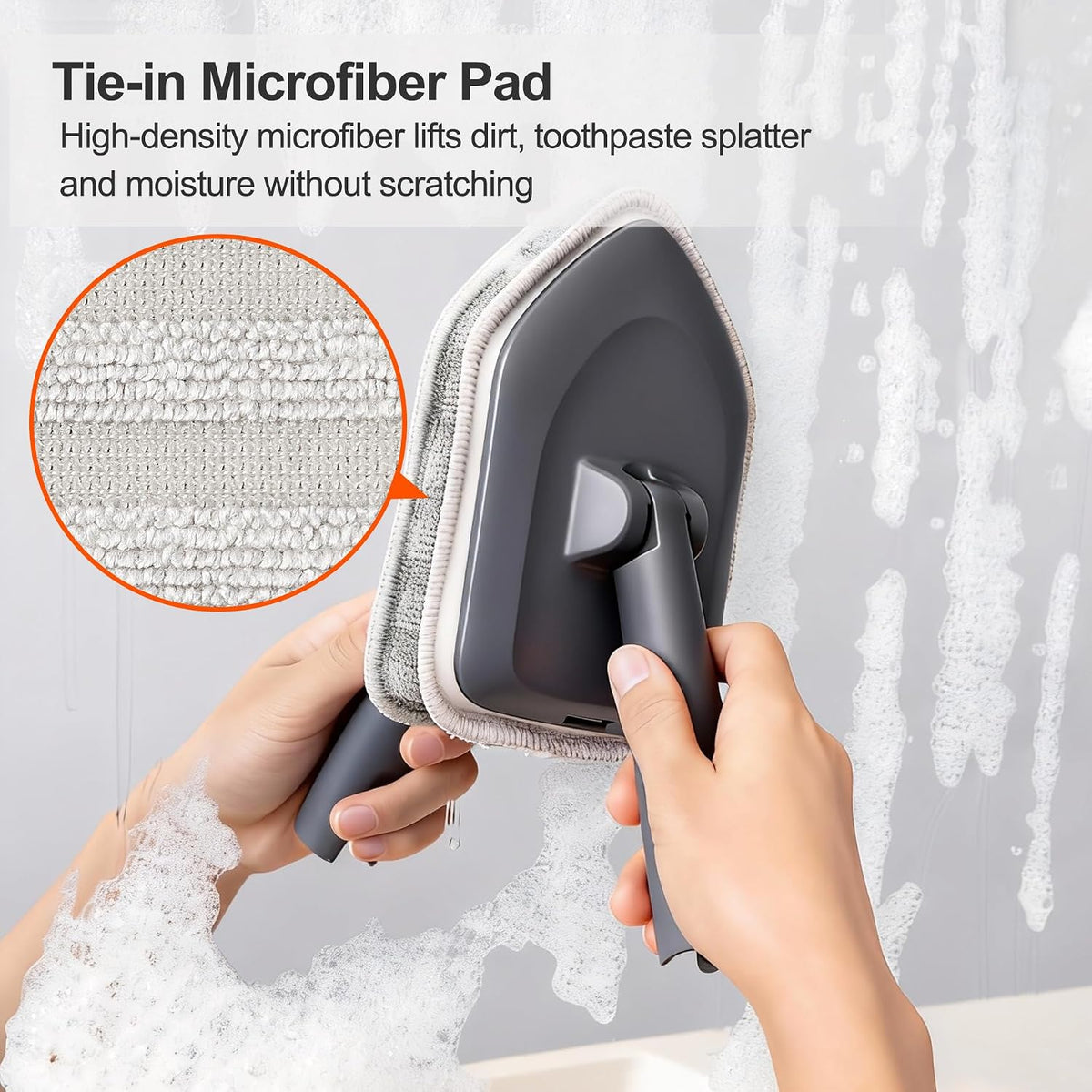 round brush head shape suited to tile grout lines and curved tub surfaces