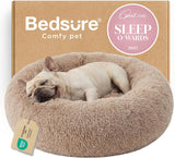 Bedsure Plush Donut Dog and Cat Bed – Certified Safe Round Pet Bed with Stable Non-Slip Bottom, 30 inch Washable Bed