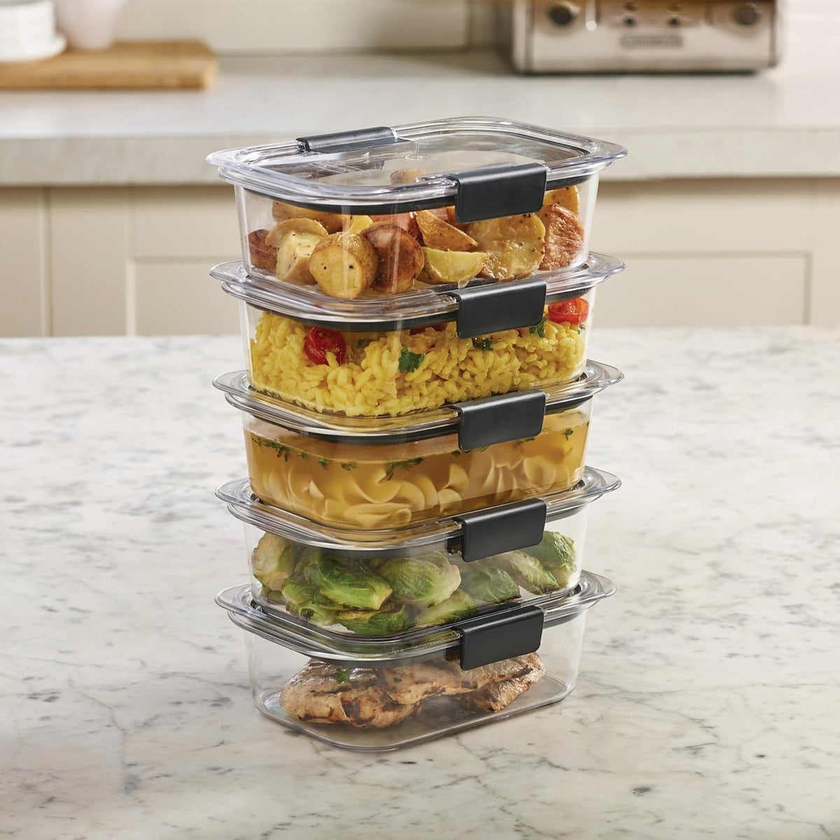 Rubbermaid Brilliance Airtight Lunch Boxes – Simple Stackable Design for Uncluttered Countertops