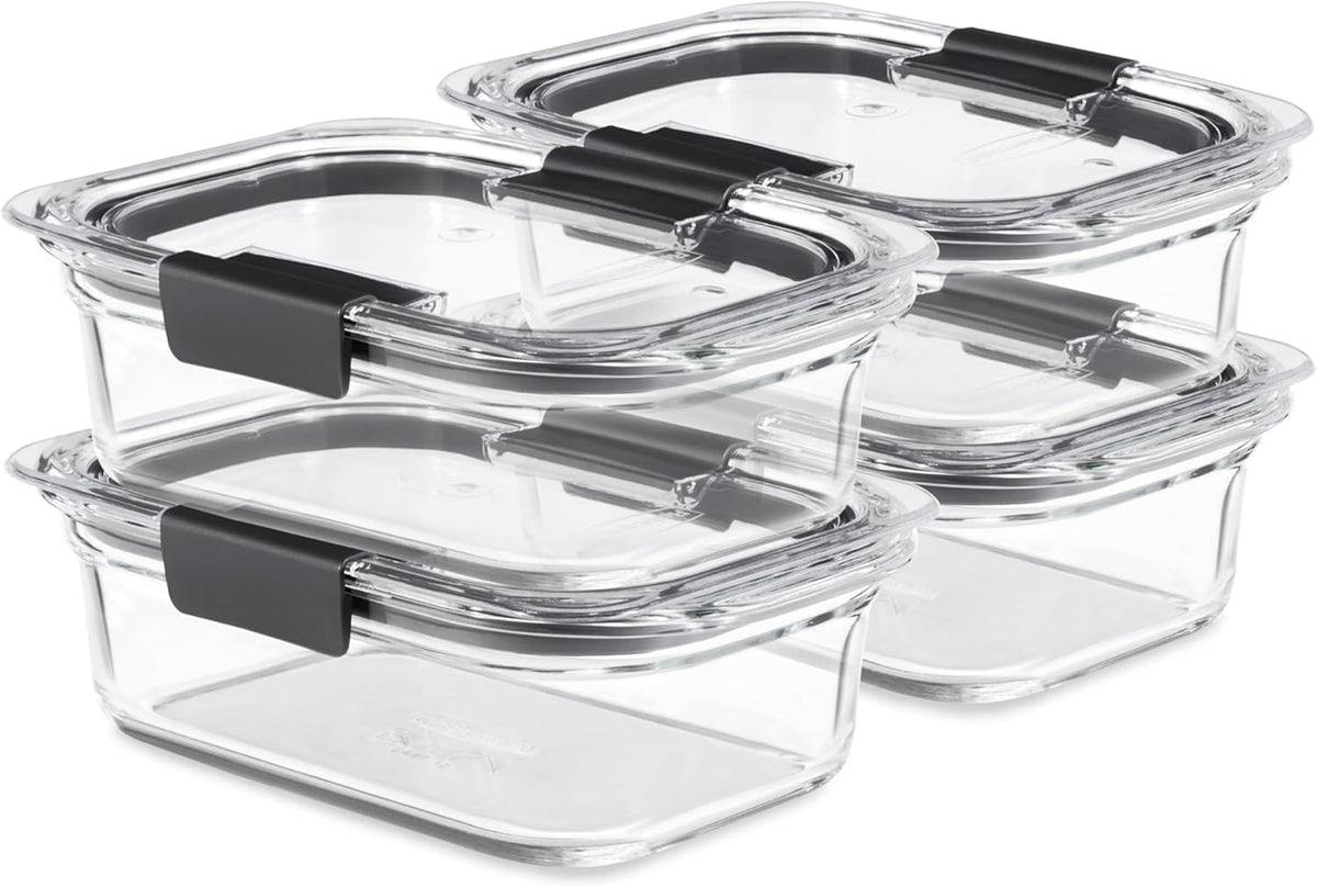 Rubbermaid Brilliance Glass Containers – Desk-Side Lunch Storage, Vented Splatter-Free Reheating