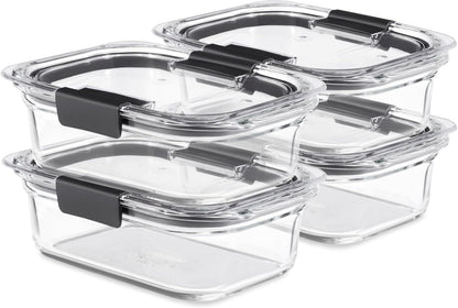Rubbermaid Brilliance Glass Containers – Desk-Side Lunch Storage, Vented Splatter-Free Reheating