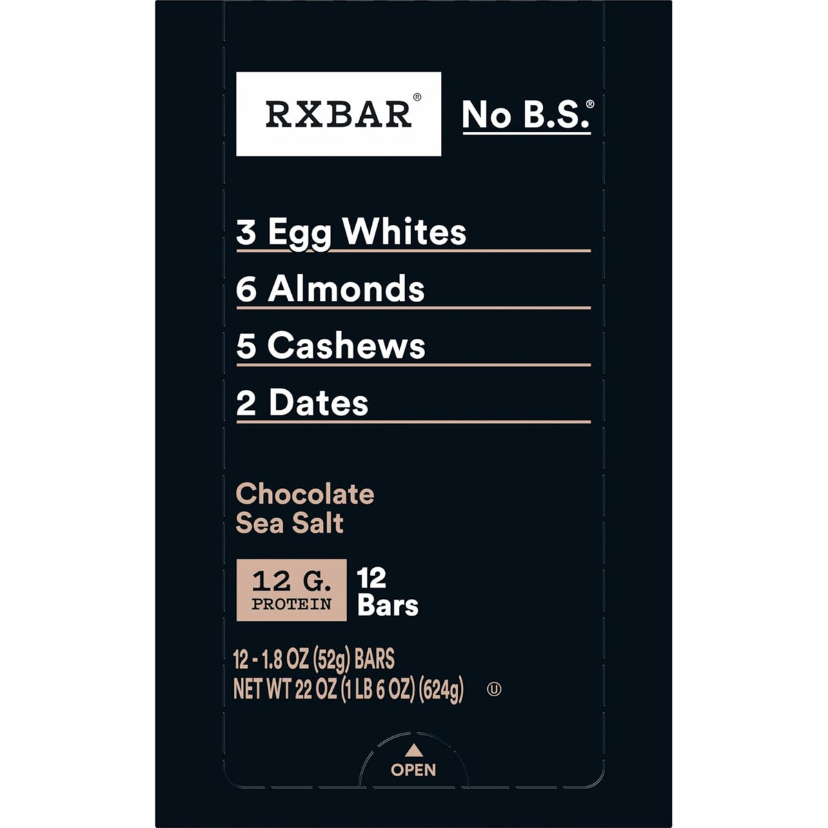 RXBAR Chocolate Sea Salt Bars – Guilt-Free Sweet Craving Fix for Your Wellness Routine, Gluten Free 12-Count Box