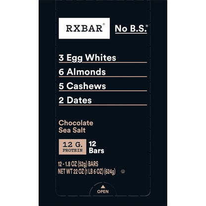 RXBAR Chocolate Sea Salt Bars – Guilt-Free Sweet Craving Fix for Your Wellness Routine, Gluten Free 12-Count Box