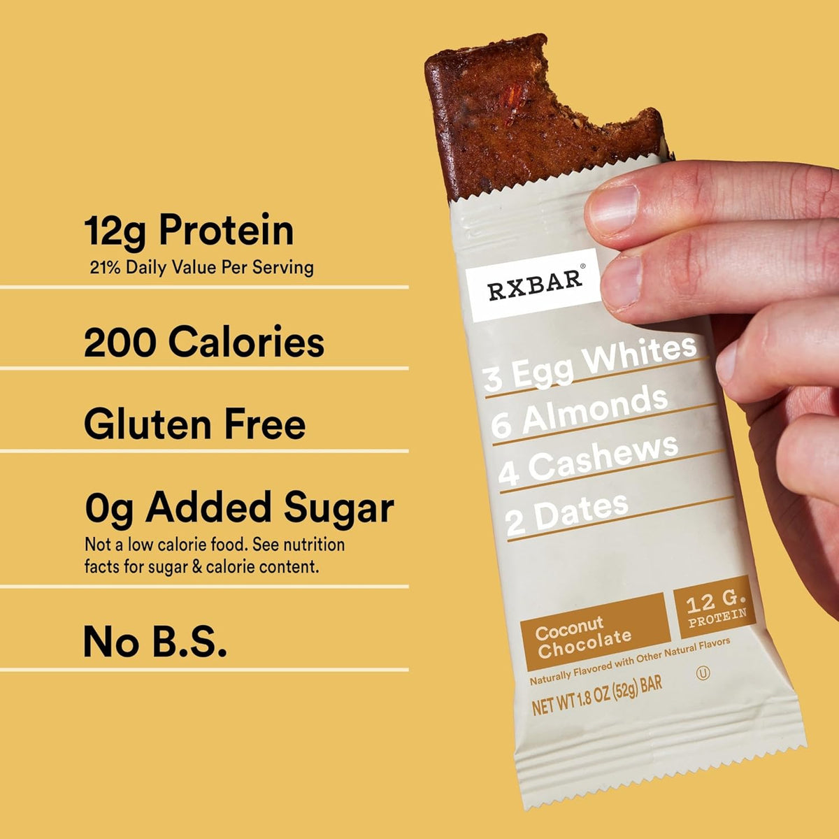 RXBAR Coconut Chocolate Protein Bar – Carry-On Friendly Protein Snack for Flights and Layovers, 12 Count Box