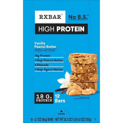 RXBAR High Protein Bar Vanilla Peanut Butter – No-Mess Lunchbox Addition for the Home Office