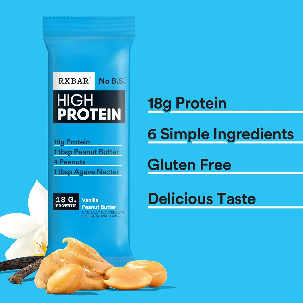 RXBAR High Protein Bars – No-Frills Whole Food Snack for Less-Is-More Lifestyles, Gluten Free 12 Count