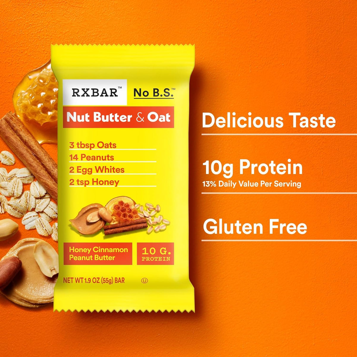 RXBAR Nut Butter and Oat Bars – Simple-Ingredient Wholesome Snack for Playdates and Pantry Stocking, 10g Protein Box