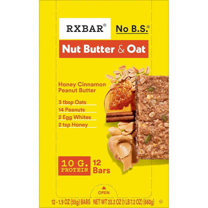 RXBAR Nut Butter and Oat Bars – Simple-Ingredient Wholesome Snack for Playdates and Pantry Stocking, 10g Protein Box