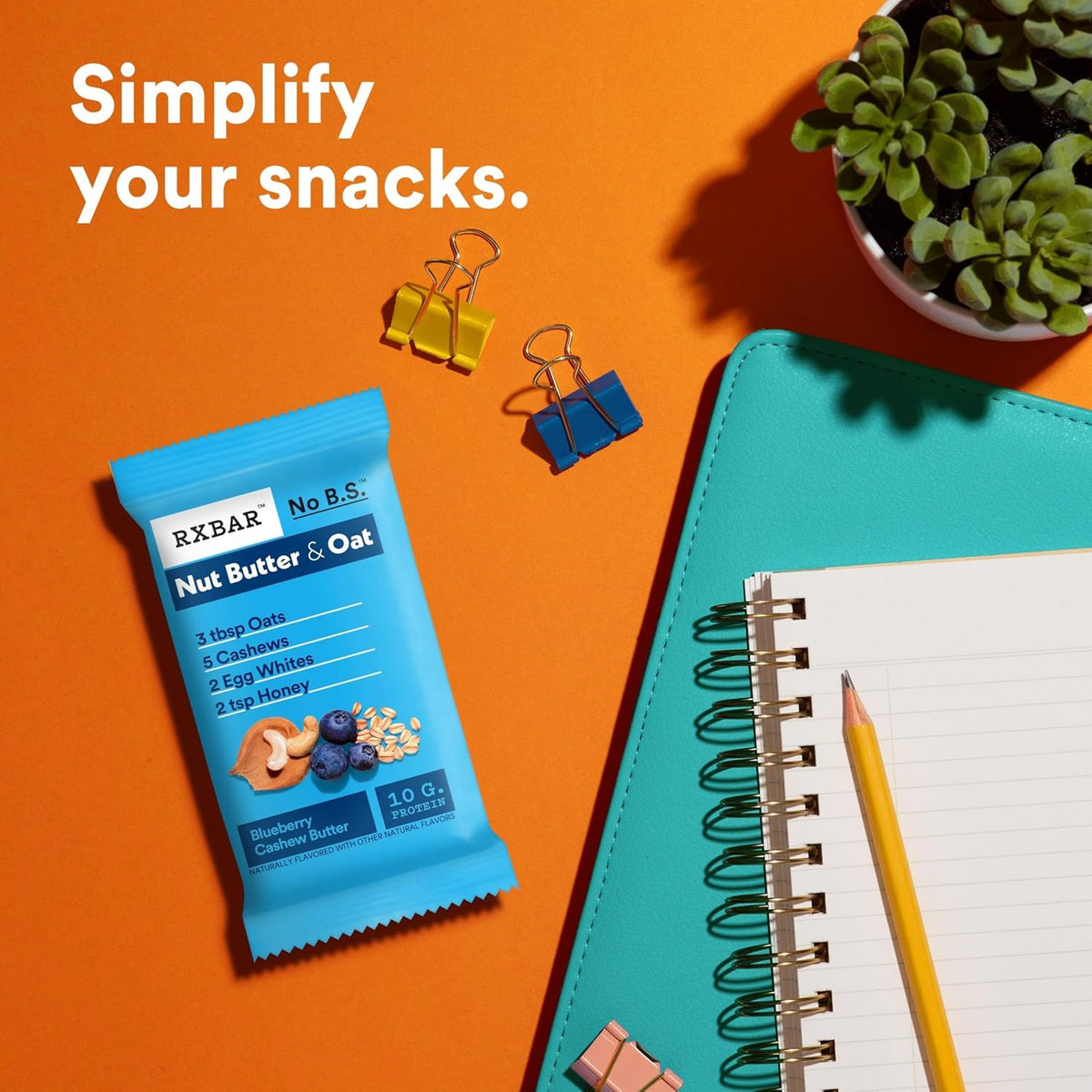 RXBAR Nut Butter Protein Bars – Uncluttered Snack Drawer Staple for Minimalist Homes, No Filler Blueberry Cashew