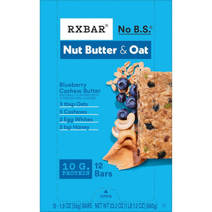 RXBAR Nut Butter Protein Bars – Uncluttered Snack Drawer Staple for Minimalist Homes, No Filler Blueberry Cashew