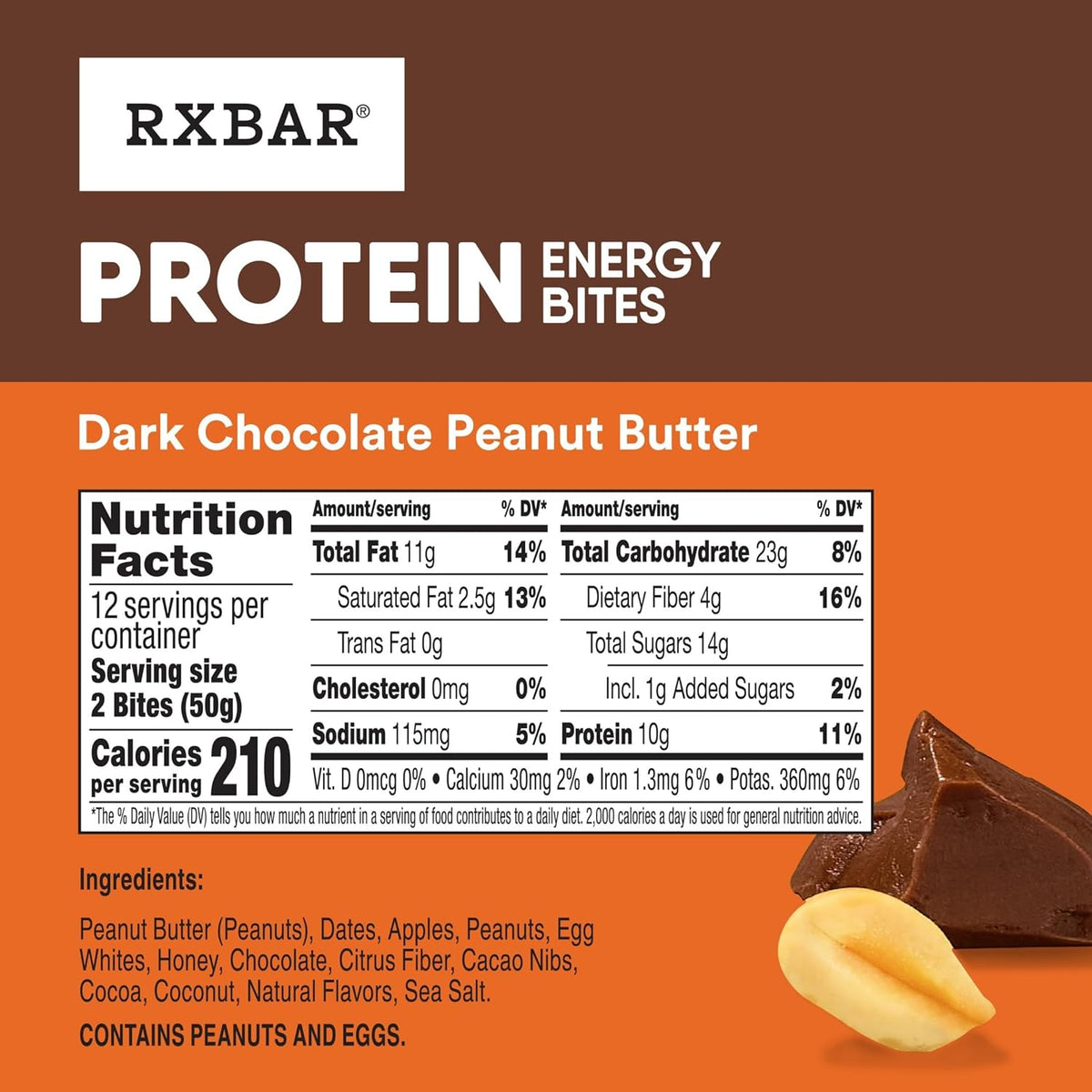 RXBAR Protein Energy Bites for Active Travel, Individually Wrapped Dark Chocolate Peanut Butter Bites for Carry-On and Day Packs