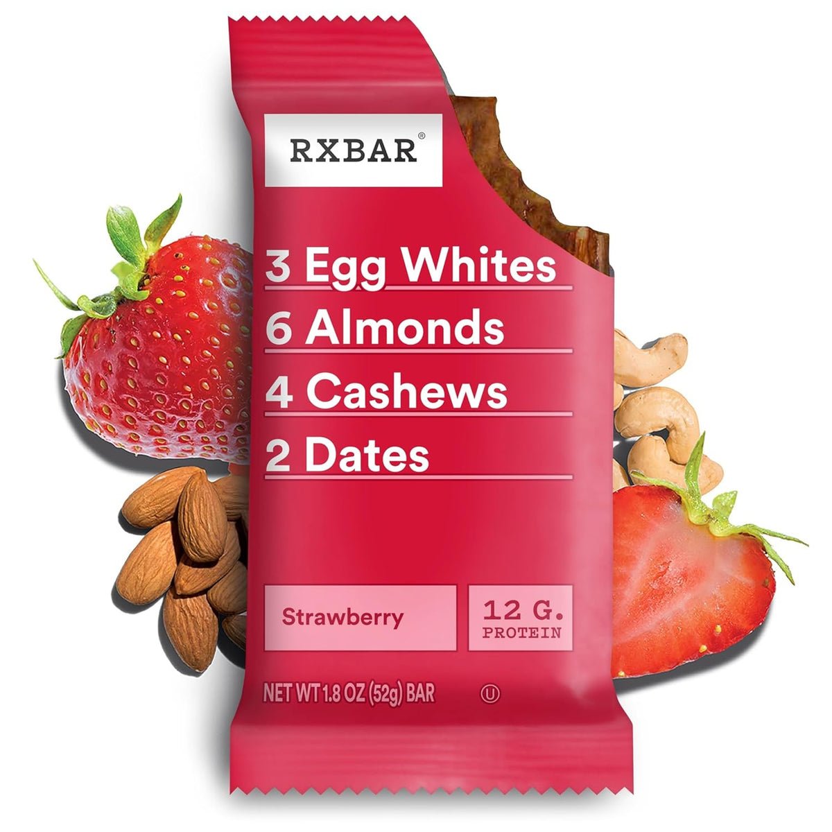 RXBAR Strawberry Protein Bars – Post-Workout Recovery Snack for Active Wellness Lifestyles, 12g Protein