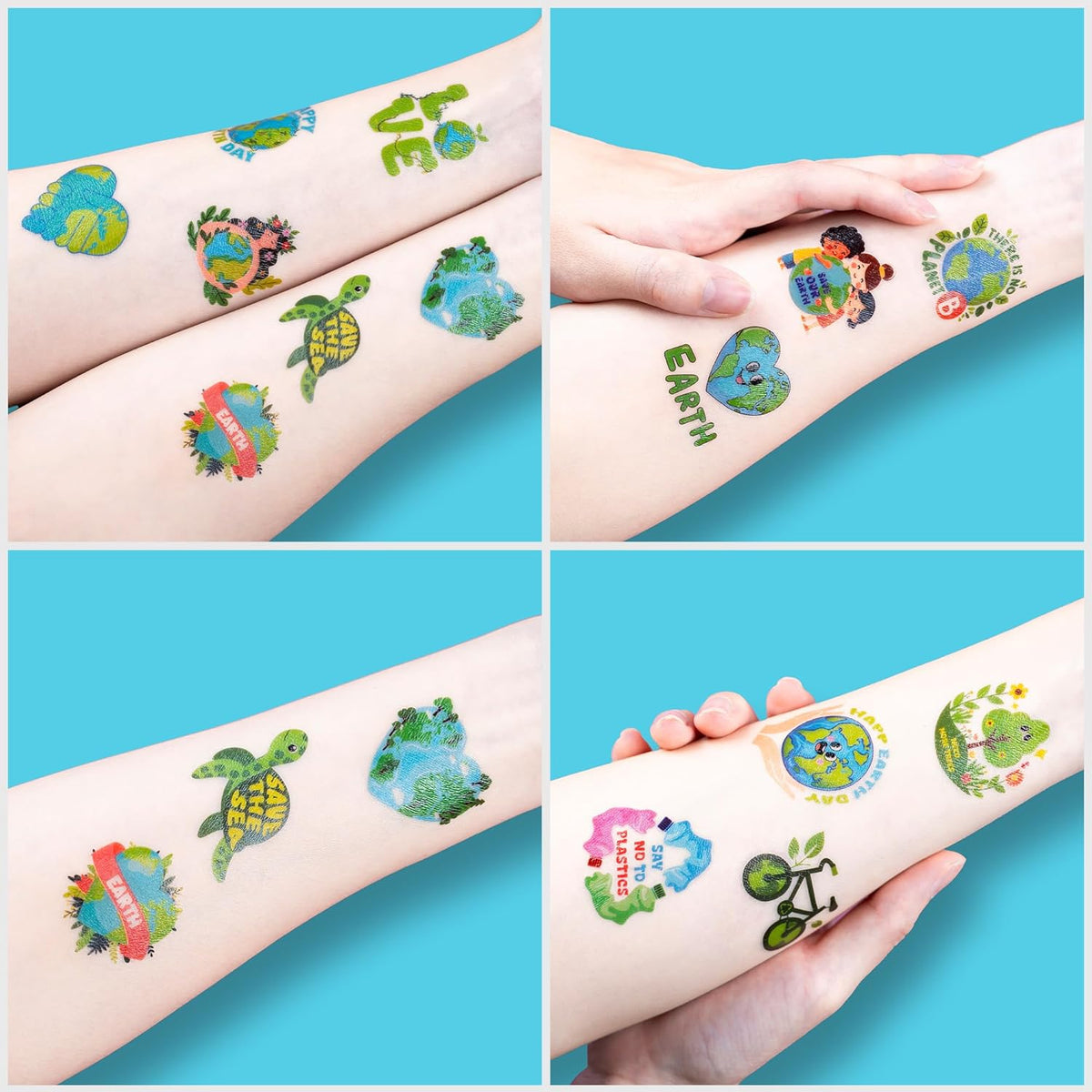 Safe Earth Day Temporary Tattoos – 120 Pre-Cut Hypoallergenic Stickers for Children & Classroom Use