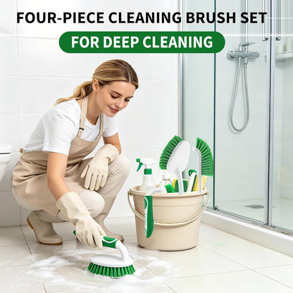 Scrub Brush Set of 4 Pack – Multi-Surface Scrubbing System for Quick Apartment Cleaning Routines