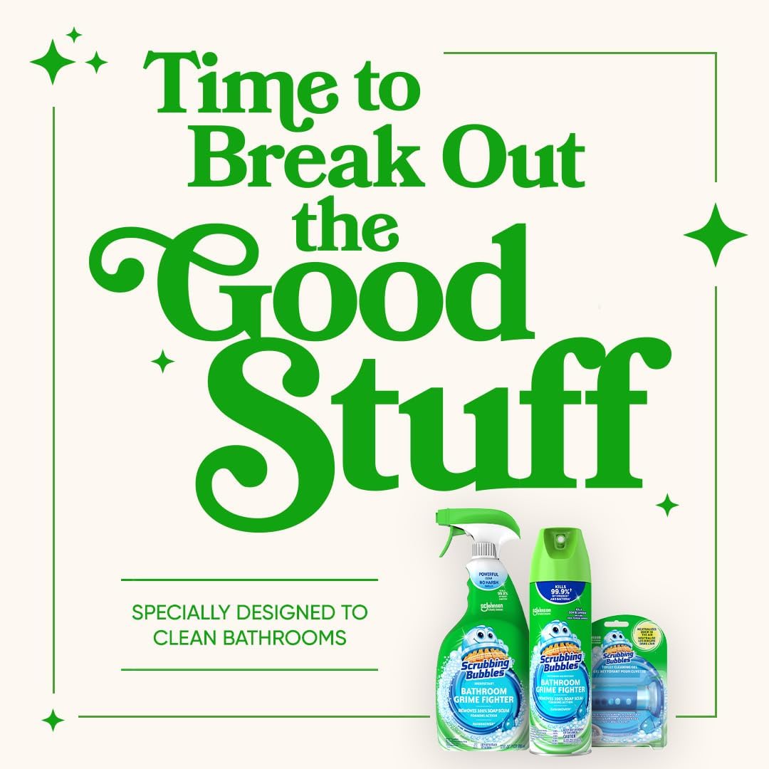 Scrubbing Bubbles Bathroom Cleaner Aerosol – Foam Action Disinfectant for Nursery-Adjacent Bathrooms and Play Spaces, 20oz
