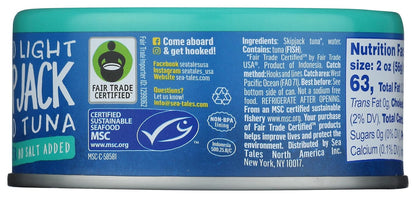 Sea Tales Wild Skipjack Tuna in Water – Additive-Free Protein for Low-Sodium Clean Eating