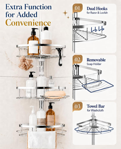 SEIRIONE Corner Shower Caddy – Stylish First-Apartment Gift for Friends Starting a New Place