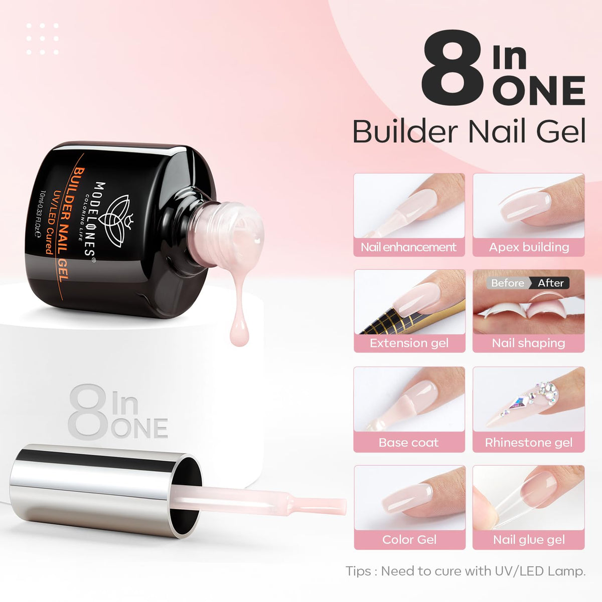 self-leveling formula with built-in brush for smooth, even spread