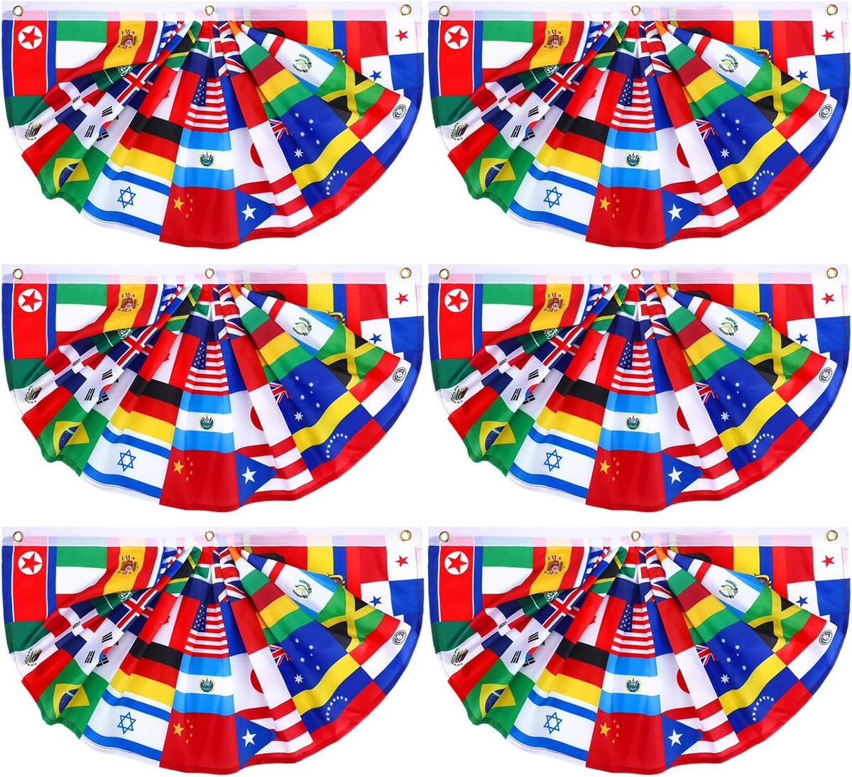 semicircular pleated fan bunting design in 1.5x3 ft (standard) and 3x6 ft (large) size variants