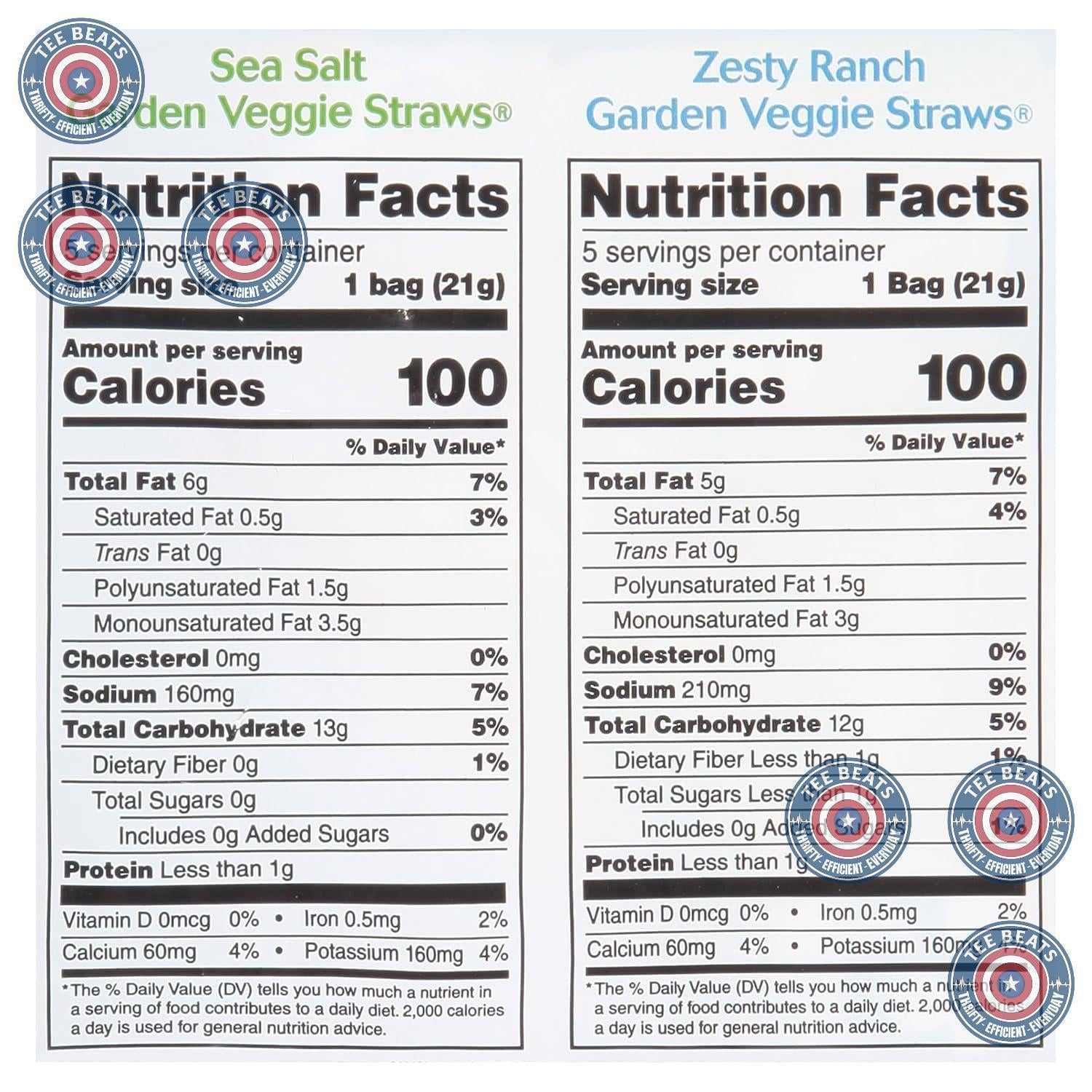 Sensible Portions Veggie Straws – Party Snack for Backyard BBQs, Pre-Portioned Sea Salt and Zesty Ranch Bags