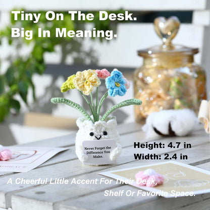 SereneCrochet Mini Crochet Orchid Plant – Home Office Desk Decor, Lightweight Air-Dry Clay Base