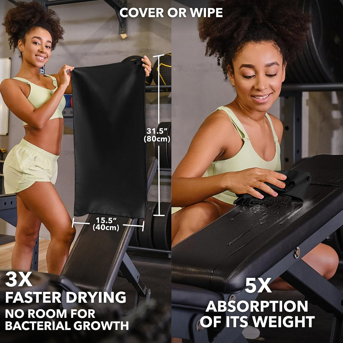 set of 5 towels in pastel, dark gray, or black color variants