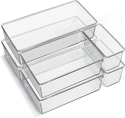 set of 6 trays in three sizes: xl 12x6x2, l 9x6x2, and m 6x3x2 inches