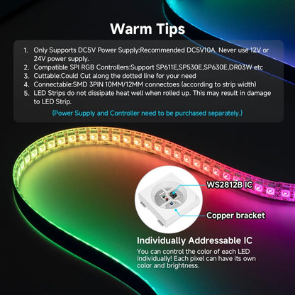 SEZO WS2812B ECO LED Strip – 144 LEDs/meter Dot-Free Strip for Elevated Interior Architecture