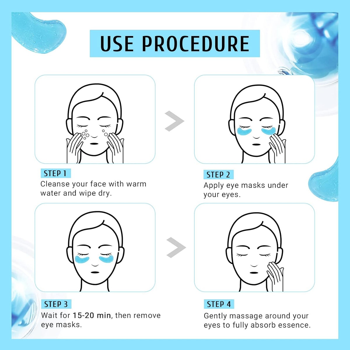 sheet-mask form factor designed for 15–20 minute wear with simple peel-off and post-use massage