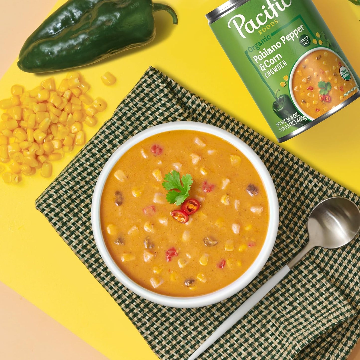 shelf-stable canned format as part of a broader pacific foods organic soup line including chicken tortellini