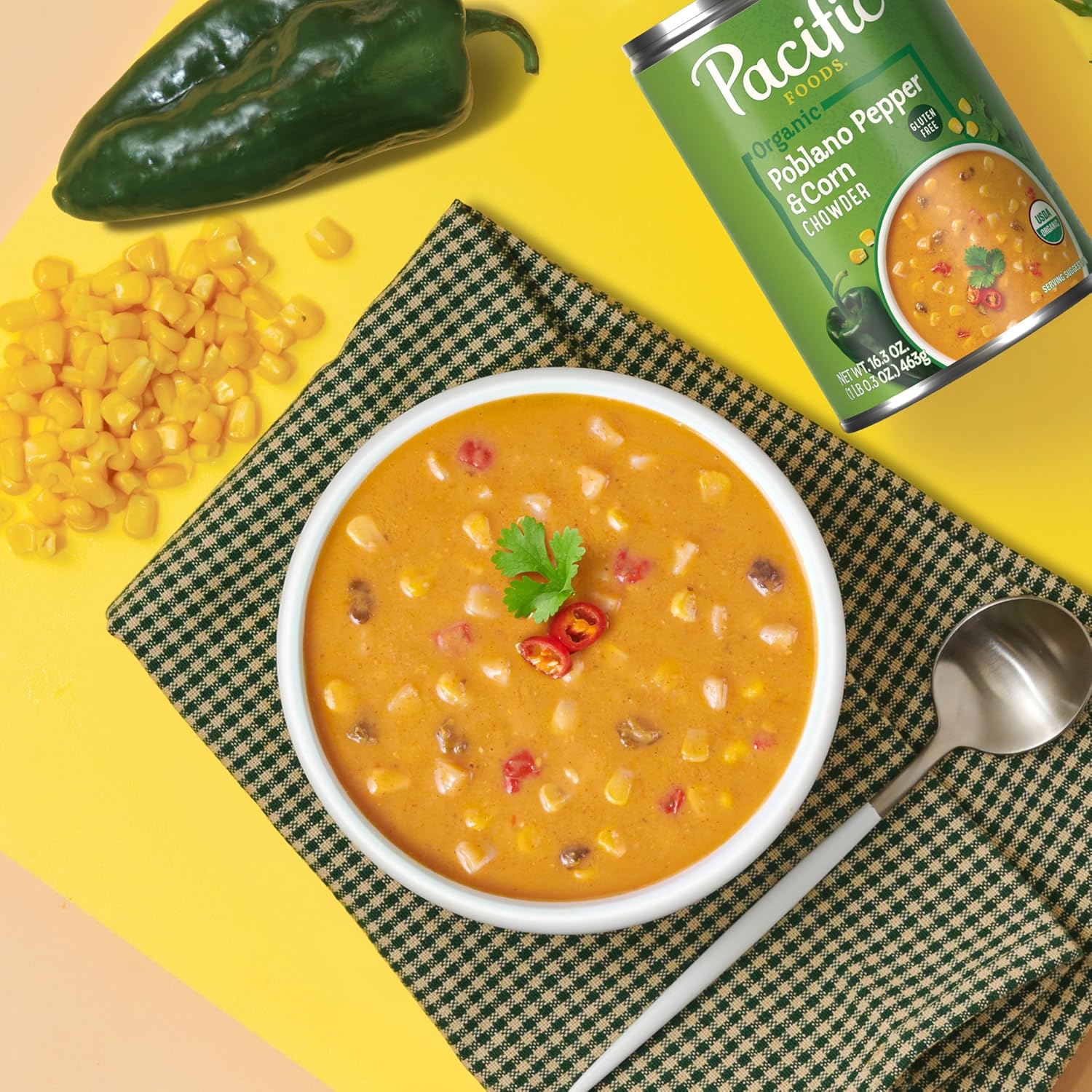 shelf-stable canned format as part of a broader pacific foods organic soup line including chicken tortellini