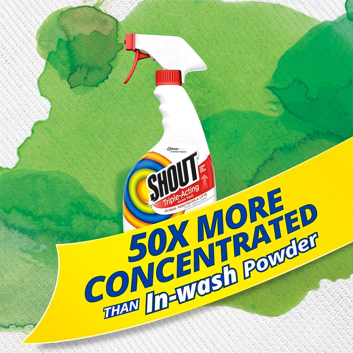 Shout Active Enzyme Laundry Stain Remover Spray – Low-Stress Stain Remover for Sensitive Skin and Color-Safe Fabric Care