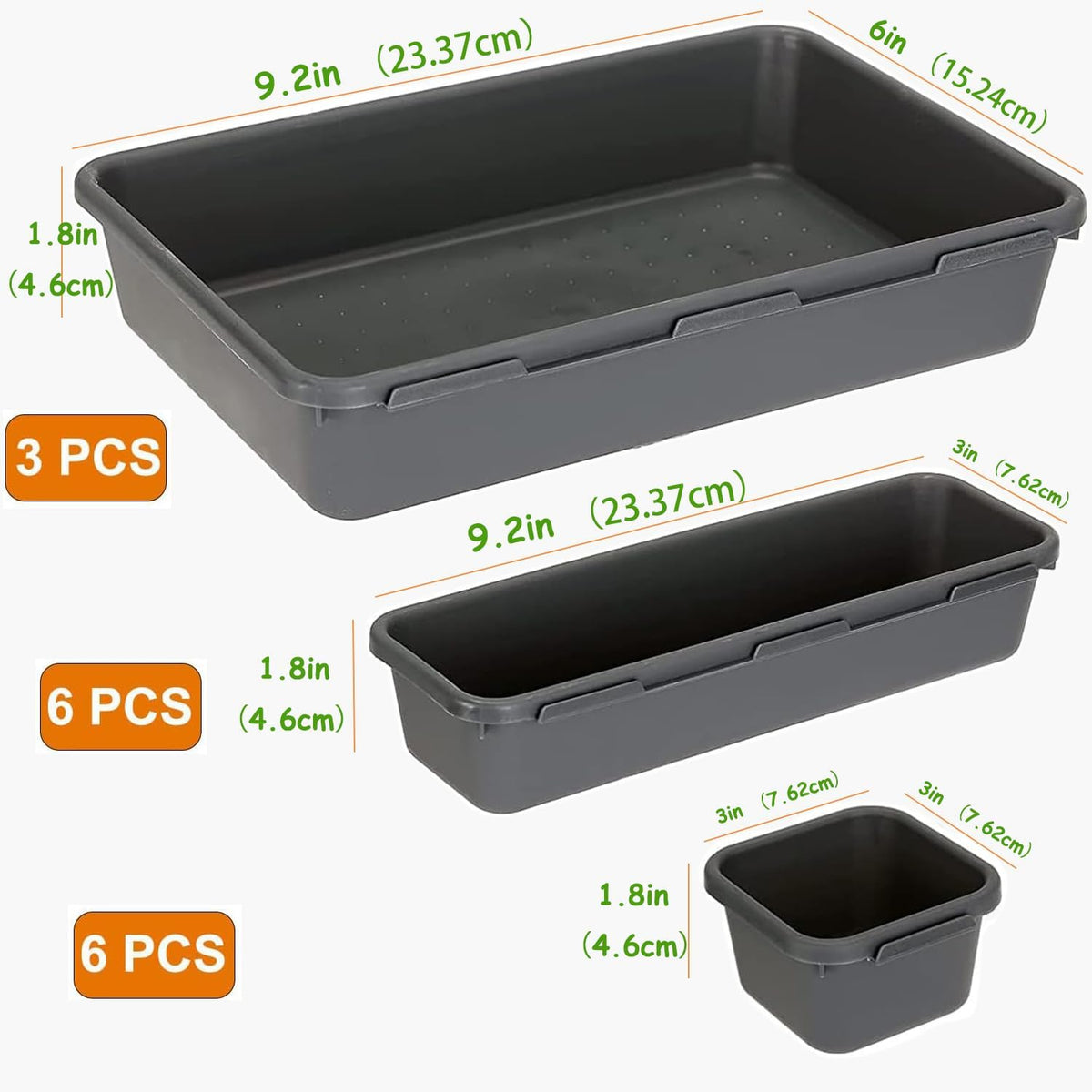 side tabs on each bin snap together to create custom configurations