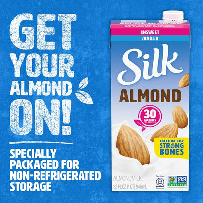 Silk Unsweetened Vanilla Almond Milk – Family Kitchen Staple for Kids with Dairy and Soy Allergies, Pack of 6 Quarts