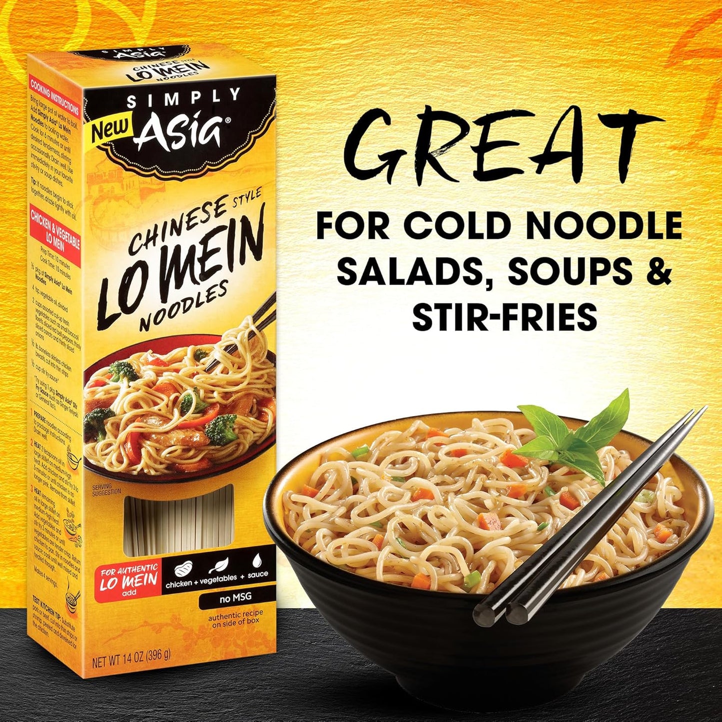 Simply Asia Lo Mein Noodles, 14 oz Resealable Bag – Additive-Free Asian Noodles for Healthy Meal Prep