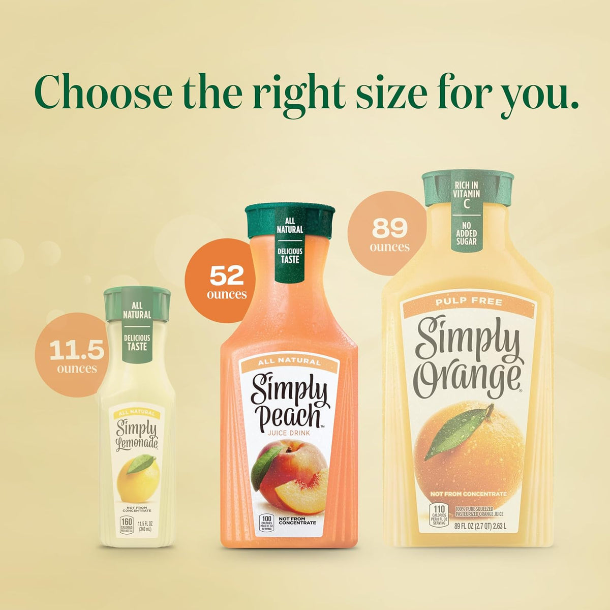 Simply Peach, Non-GMO Daily Wellness Drink for Office and Home, 52 Fl Oz Bottle