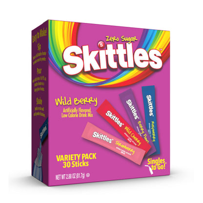 SINGLES TO GO! Skittles Zero Sugar Drink Mix – Mess Free Powdered Water Flavoring for Car Cup Holders and Road Trips
