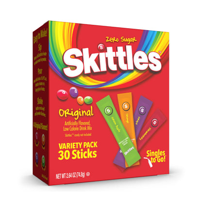 SINGLES TO GO! Skittles Zero Sugar Drink Mix – Mess Free Powdered Water Flavoring for Car Cup Holders and Road Trips
