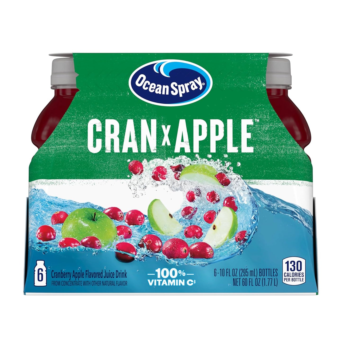 six 10 fl oz single-serve bottles totaling 60 fl ounces per pack