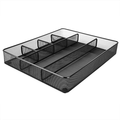 six compartments configured as 2 rectangular slots and 4 square slots for varied supply sizes