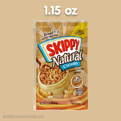 SKIPPY Natural Creamy Peanut Butter Squeeze Packs – Gluten-Free, No-Preservative Snack for Clean Eating Lifestyles, 8 x 1.15 Oz Pouches