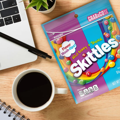 SKITTLES Mash-Ups Wild Berry and Tropical Candy, 9-Ounce Resealable Pouch for Patio Parties, Backyard BBQs and Poolside Snacking
