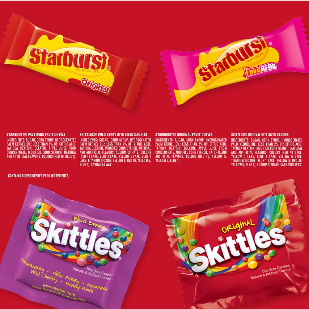 Skittles Starburst Fun Size Mix – Outdoor Block Party and Backyard BBQ Treat Bowl, Bulk Variety Pack