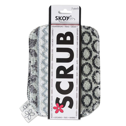Skoy Scrub, 2-pack Reusable, Non-Scratching Dish Scrubber for Kitchen and Household Cleaning, Planet-Friendly, Dishwasher Safe Soft Scrub, Monochromatic Colors